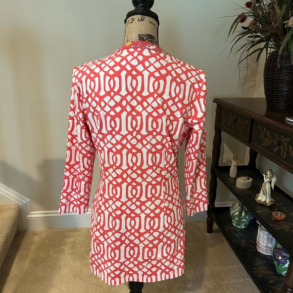 J. McLaughlin Pink Graphic Tunic with Mandarin Collar - Picture 4 of 5